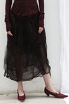 Marc Le Bihan Silk Skirt Six-layer Yarn 25930 Series French Hand-dyed MLB-25930-JIUHONG Burgundy